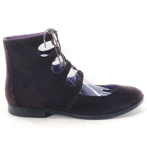 ANNA SUI x Hush Puppies NWOB Women's Ghillie Lace-Up Boot Brown Suede - Picture 4 of 9